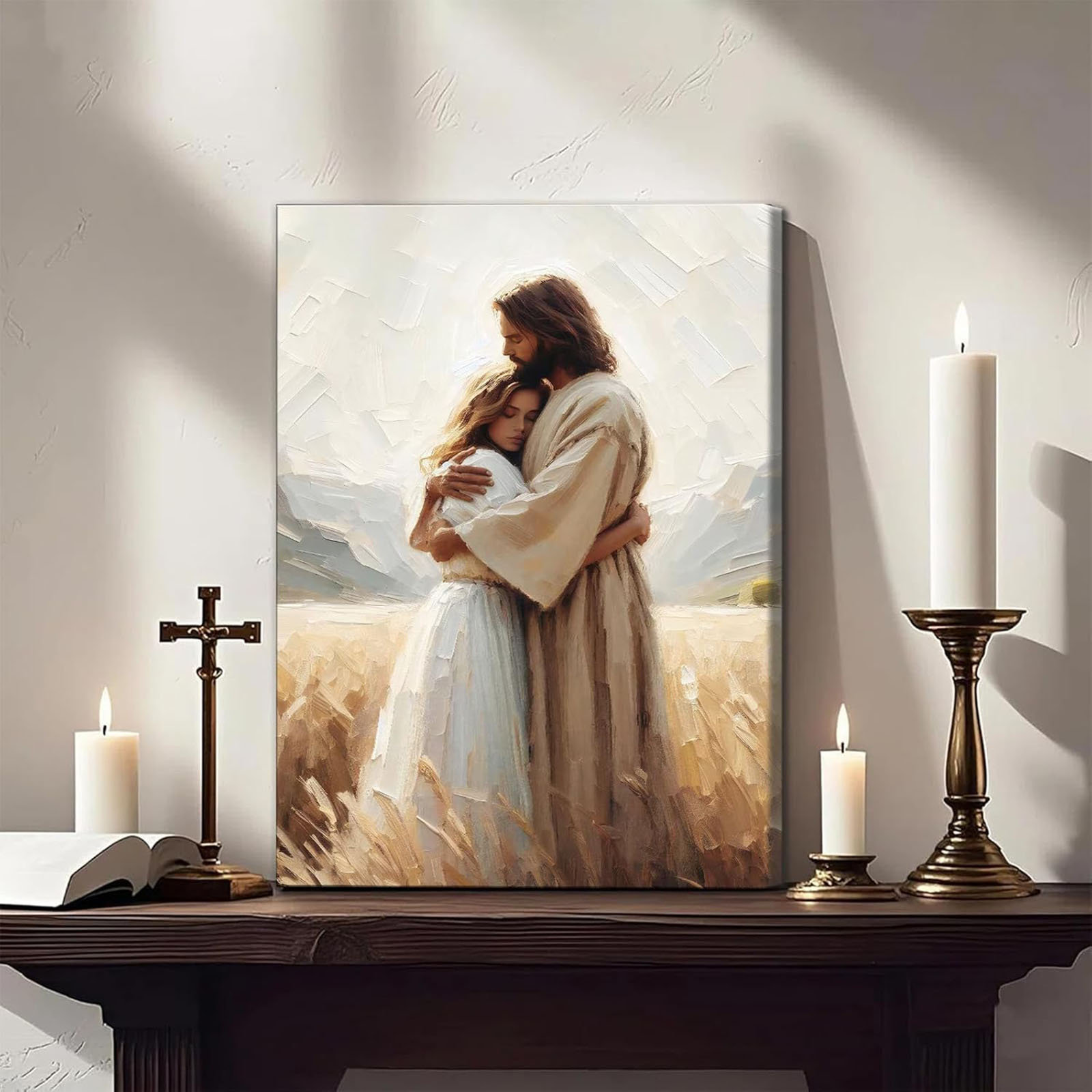 Red Barrel Studio® Jesus Woman Canvas Wall Art Hugging Jesus Girl Wall ...