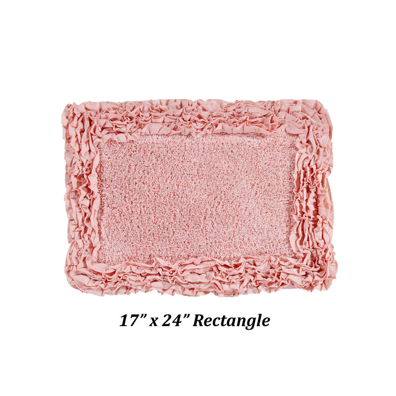 Tapis pour salle de bain 100% coton Aveliss, Rectangle L 24 po x l 17 po, Rose