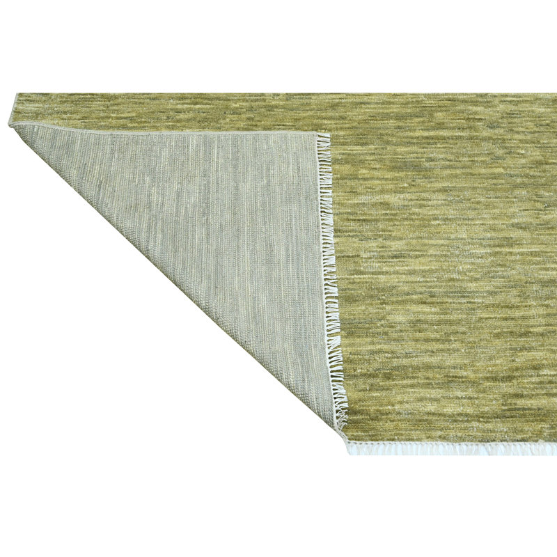 Hand Knotted Wool Area Rug in Green