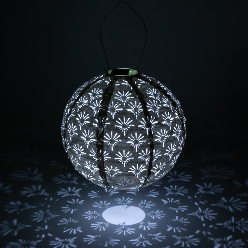 12'' White Solar Powered Globe Lantern with Porcelain Design