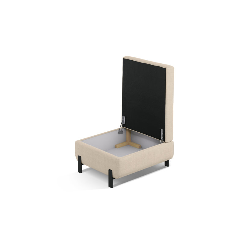 Ryott 72cm Wide Solid Colour Pouffe Ottoman, Beige