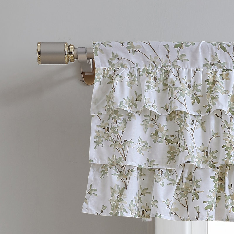 Light Green Cotton Rod Pocket Ruffled Valance