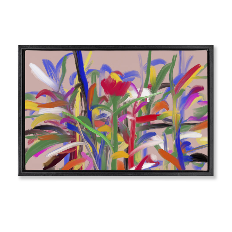 Cadre flottant Blooming Garden Expression, design par Atelier Posters, Cadre flottant noir de jais, H 21 po x l 31 po