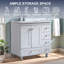 Meuble-lavabo simple autoportant 32 po avec comptoir en céramique Hamptons