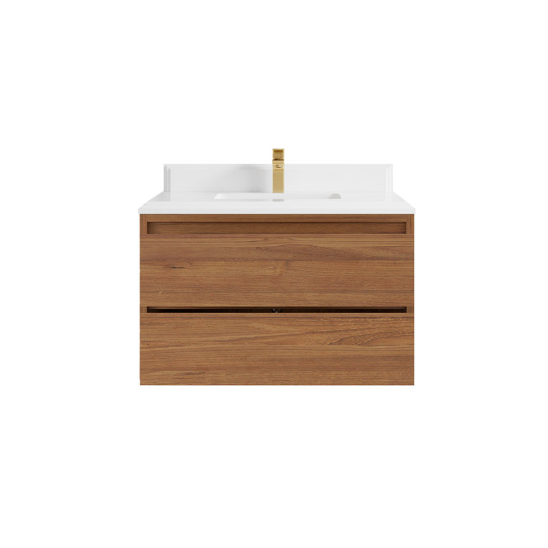 Teck flottant uni 36 po Madison X P 22 po De meuble-lavabo simple en D