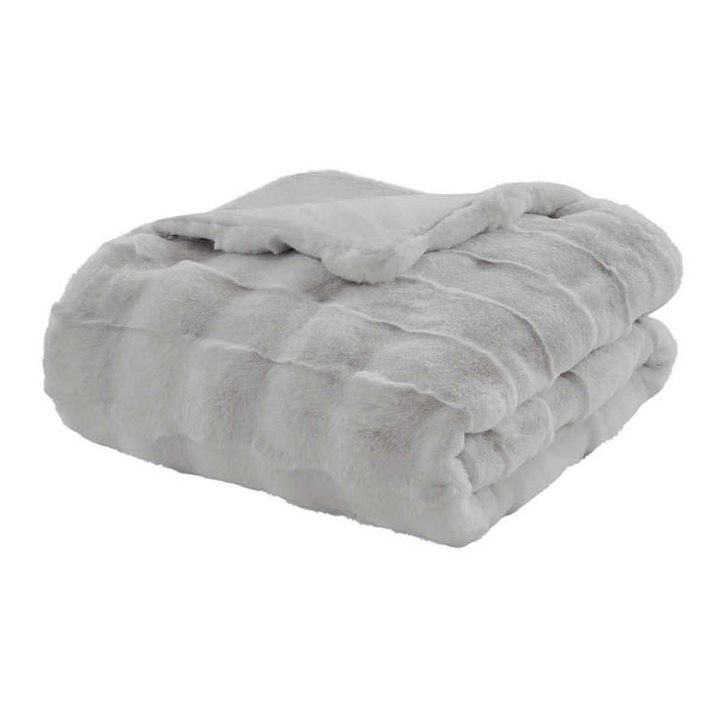 1 jeté en fourrure synthétique Vivienne, Gris clair
