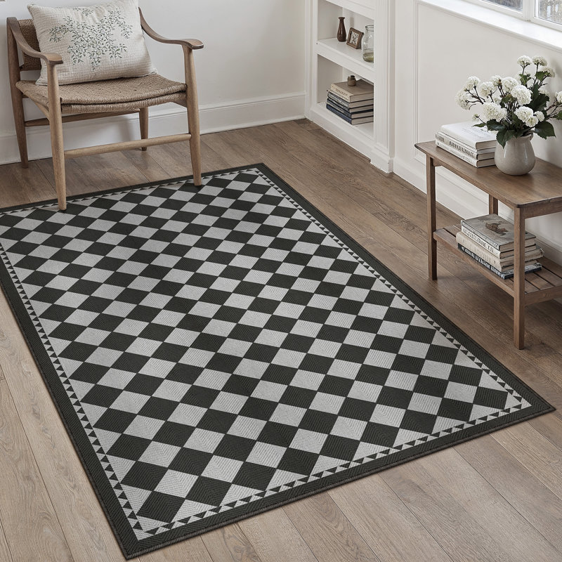  Tapis intérieur / extérieur Geovia, Black/Grey, Rectangle 4' x 6'