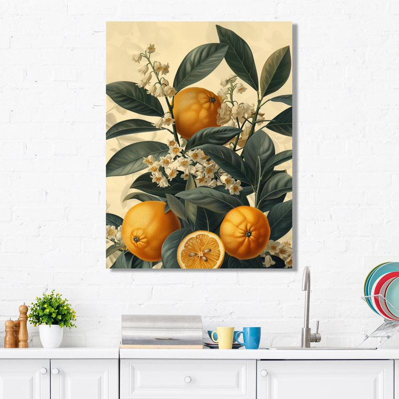 Vintage Orange Tree Bliss I - fruits, art mural, salon, Toile tendue, H 32 po x l 16 po x P 1 po