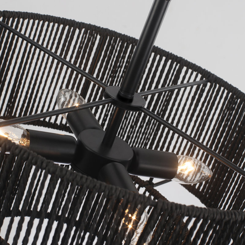 Kingstown 2-tier Rattan Semi-flush Mount Ceiling Light, Black
