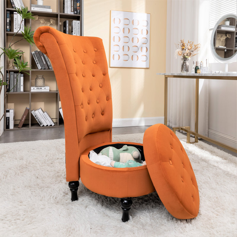 Fulviah Velvet Slipper Chair, Red Orange Velvet
