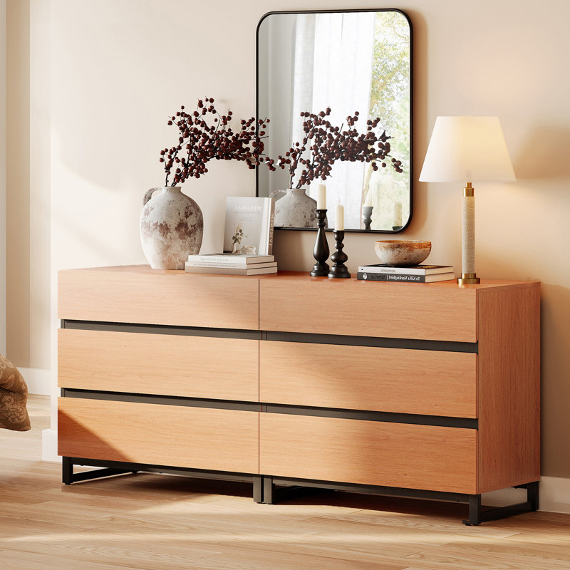 Rookwood 6 Drawer 64" W Double Accent Cabinet, Mocha