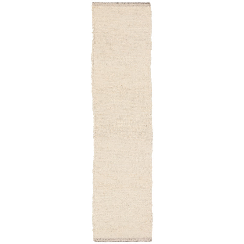 Tapis crème en laine fait à la main Ada, Tapis de couloir 3 pi x 12 pi