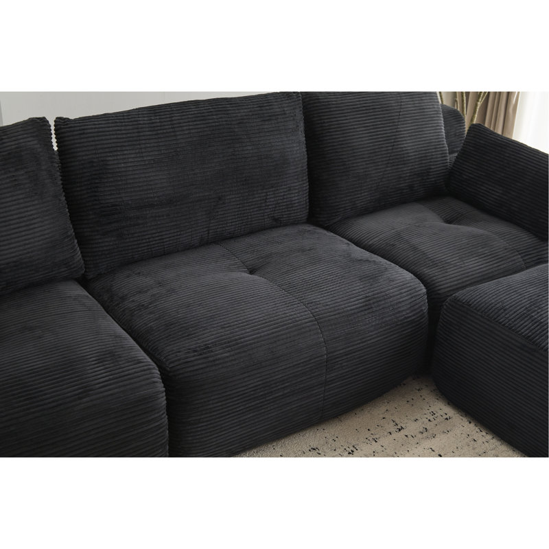 Velours côtelé pour animaux de compagnie à 3 places avec mousse à mémoire de forme, sans assemblage, convient pour un appartement et un salon, mousse noire haute densité, plusieurs espaces idéaux