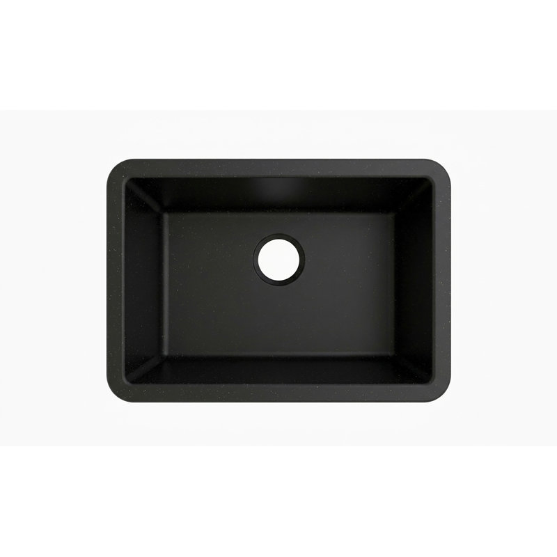 30" L x 19" W Apron Quartz Kitchen Sink, Black Metallic