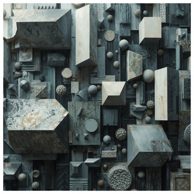 Tapisserie murale géométrique à blocs 3D - Décoration murale géométrique