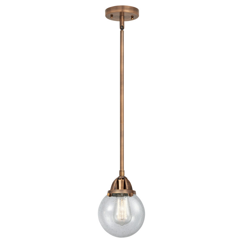 Luminaire suspendu sphère 1 lumière Lorri, Grainé, Cuivre antique, Ampoule à DEL rétro de 6 watts