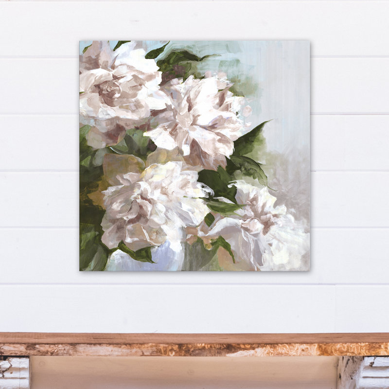 Fleurs neutres peintes - peinture sur toile tendue