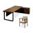 62.99" Dark-brown+Black L-Shaped Solid Wood+Iron Office Sets