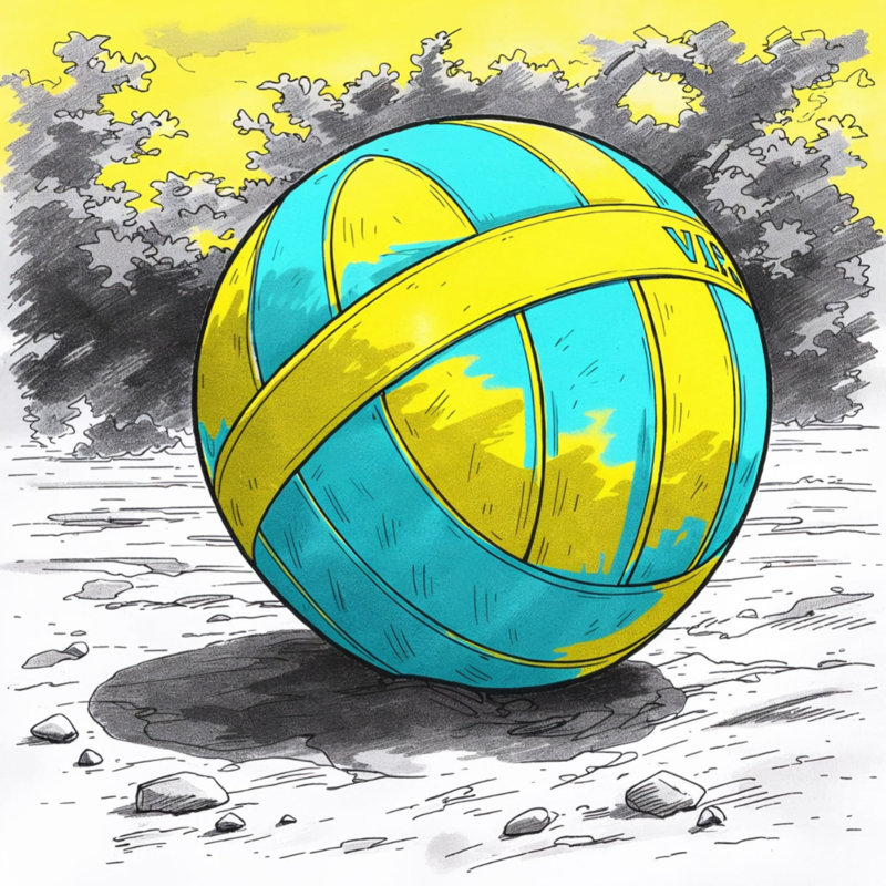 Coussins Volleyball On Beach, 14 X 14 pouces, Jaune vif et bleu ciel