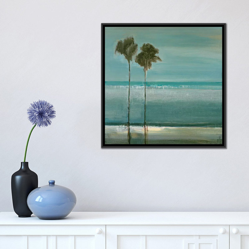 « paradise cove », reproduction sur toile, H 18 po x l 18 po x P 1,5 po, Toile avec cadre noir, Pas de tapis