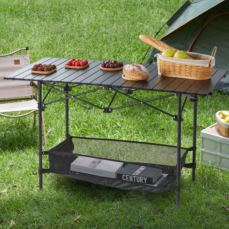 Nuhaa Black Adjustable Height Metal Folding Camping Table