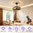 19.68" Boho Rattan Enclosed Ceiling Fan With Light, 6-speed Dimmable Led & Remote Control, Farmhouse Low Profile Caged Fan Light For Bedroom Kitchen