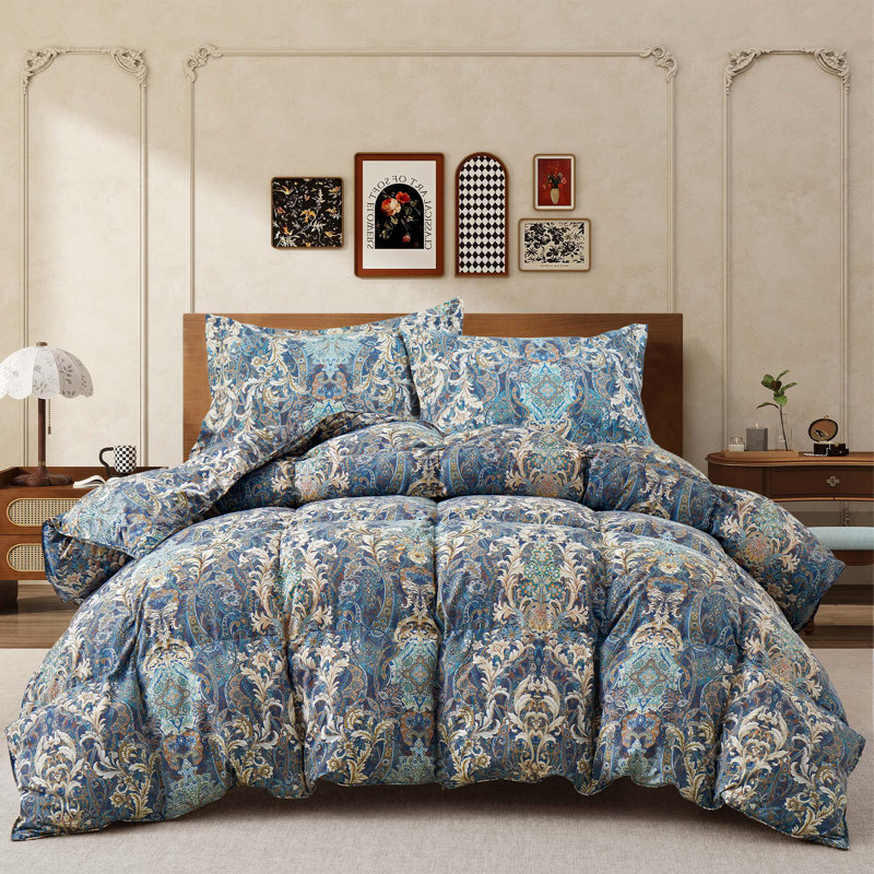 Édredon en duvet d'oie à imprimé floral Winter, Grand lit