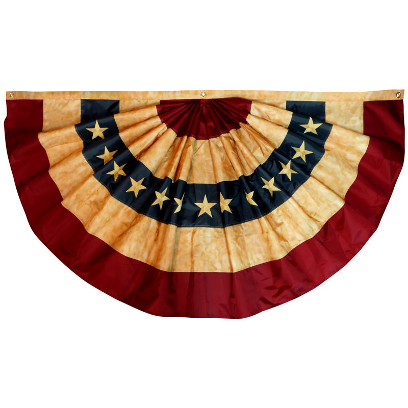 Vintage Style 3x6 Ft Patriotic Nylon Pleated Fan Flag