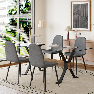 5-Piece Glass Top Dining Table Sets