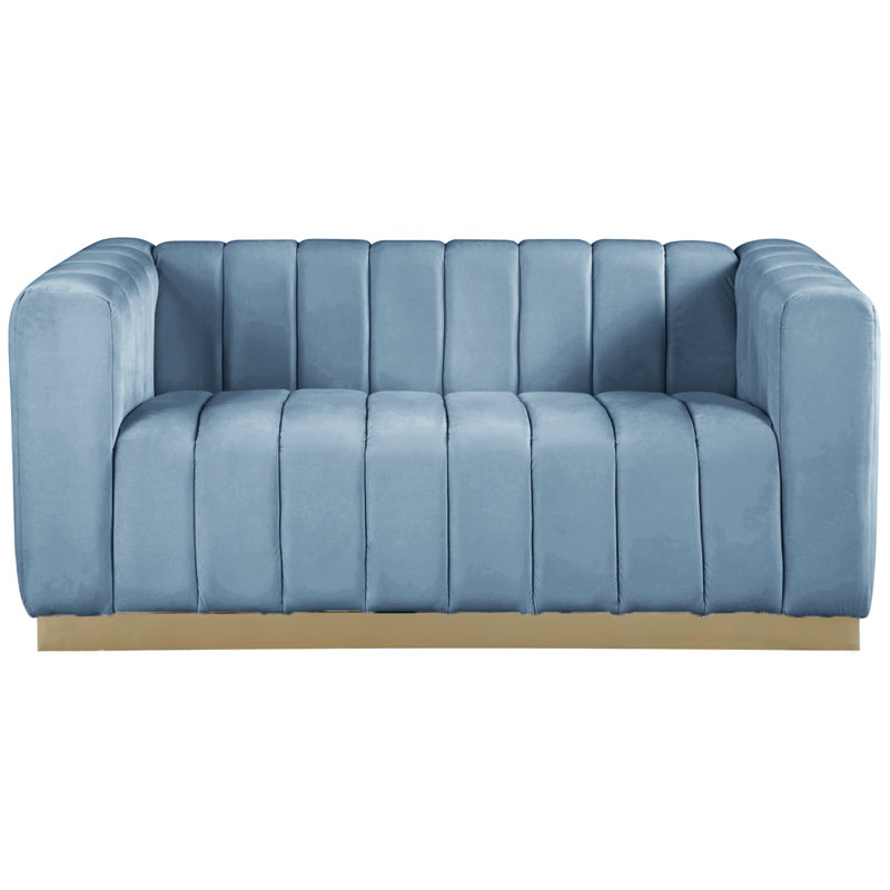 Tyneside 62.5'' Velvet Loveseat, Sky Blue Velvet