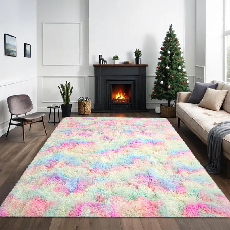 Tapis à poils longs Radyn, Rectangle de 5 pi x 8 pi, Arc-en-ciel
