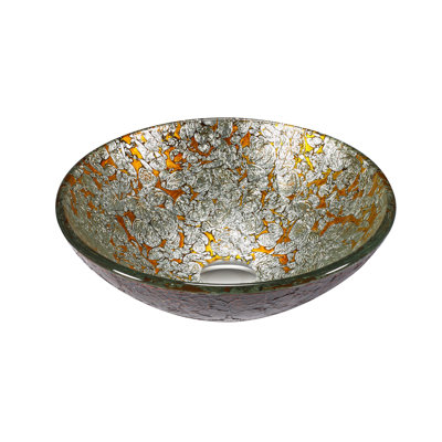 Legion Furniture 16.5'' Silver, Old Gold Glass Circular Bathroom Sink