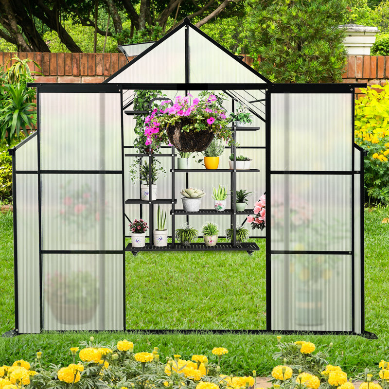 Serre 8 x 8 pi avec base galvanisée - Toit réglable toutes saisons Plant House, H 89,5 po x l 94,5 po x P 97,75 po