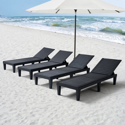 Carrine Waterproof, Lightweight, and Adjustable Outdoor Polyresin Chaise Lounge Chair Set