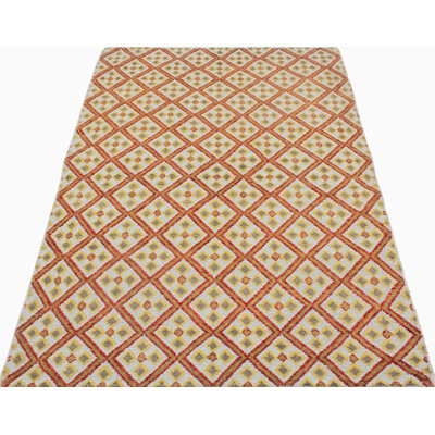 Tapis décoratif en laine noué à la main de conception unique 4 pi 2 po x 6 pi 1 po noué à la main new age Tillah