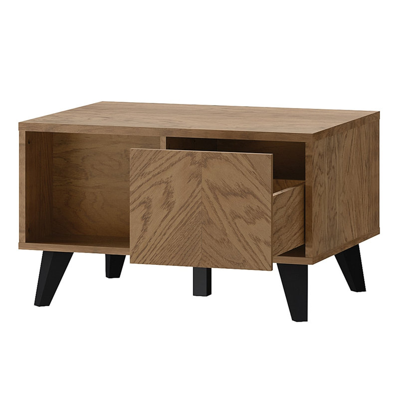 Stina Manufactured + Solid Oak Wood 1-Drawer Coffee Table