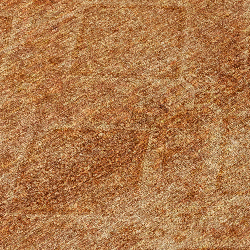Machine Washable Indoor/Outdoor Xhevrie Copper Rug, Rectangle 3' x 5'