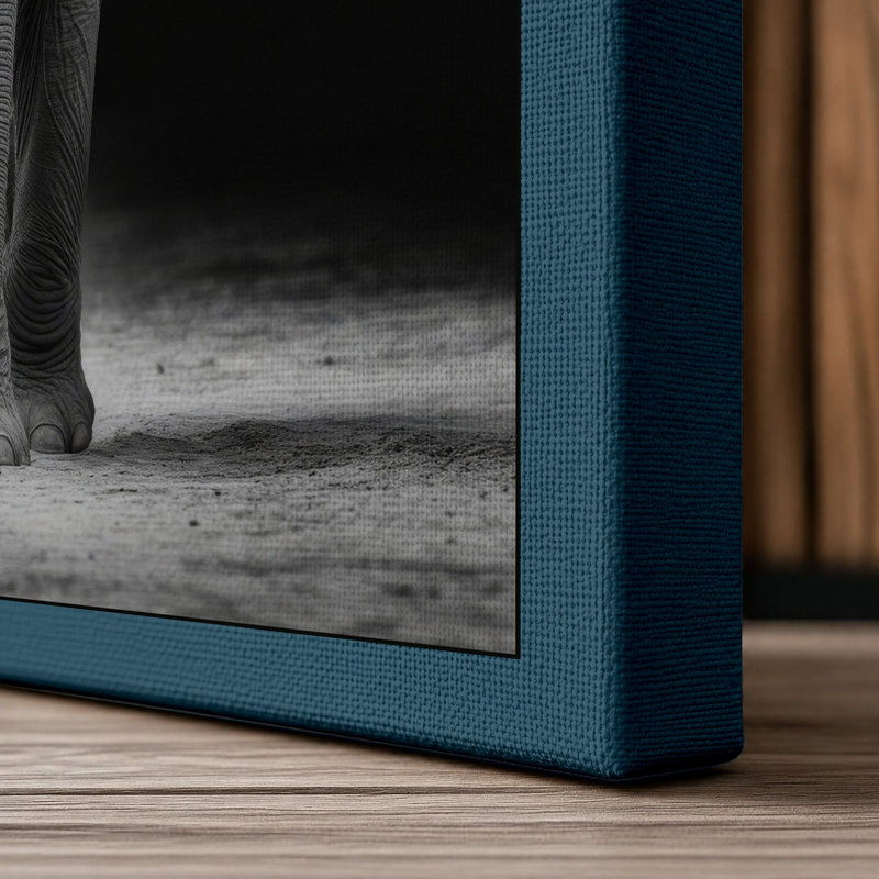 Elephant Face Modern - Wrapped Canvas, 24x16 - 61.0 x 40.6 cm, Teal Border