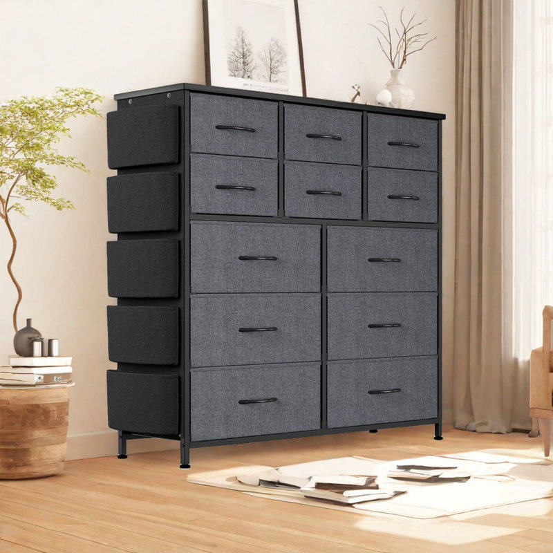 Edyta 98cm W 12 - Drawer Chest of Drawers, Grey