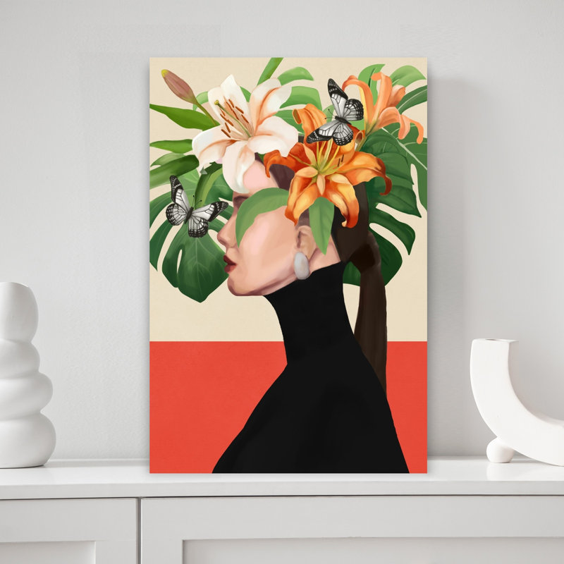 Art floral tropical, H 18 po x l 12 po