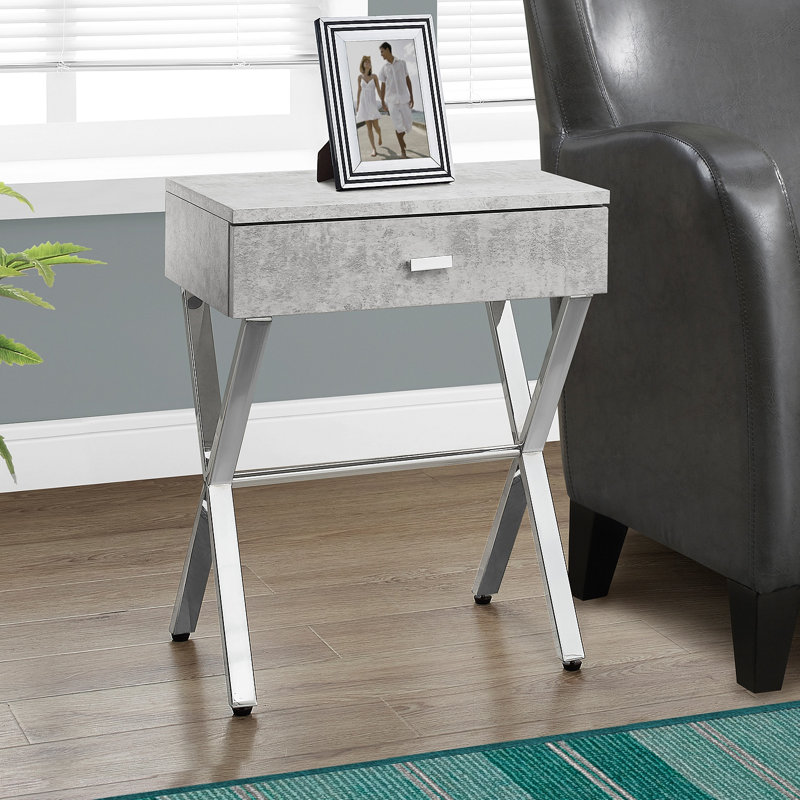 Table d'appoint avec table de bout et lampe de chevet avec tiroir et rangement, Grey