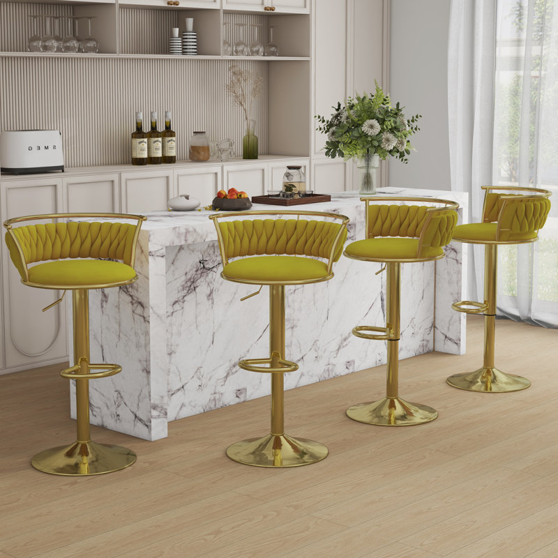 Tabouret de bar Christal, Olive terne, Or