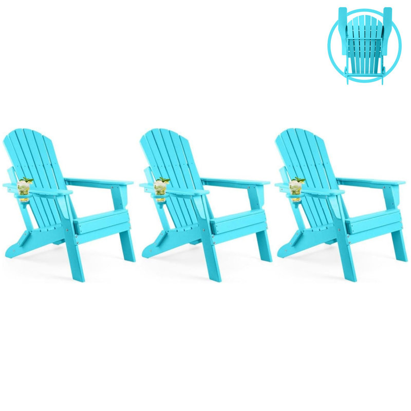 Foldable Outdoor Adirondack Chair, Aruba Blue