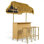 Ensemble de patio à hauteur de bar de style hawaïen avec auvent en gazon synthétique, table de bar d'extérieur et tabourets avec pieds réglables, plateau en bois d'acacia, pour manger et boire