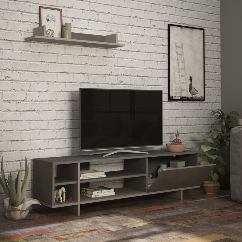 TV Stand for TVs up to 78", Retro Gray/Light Mocha