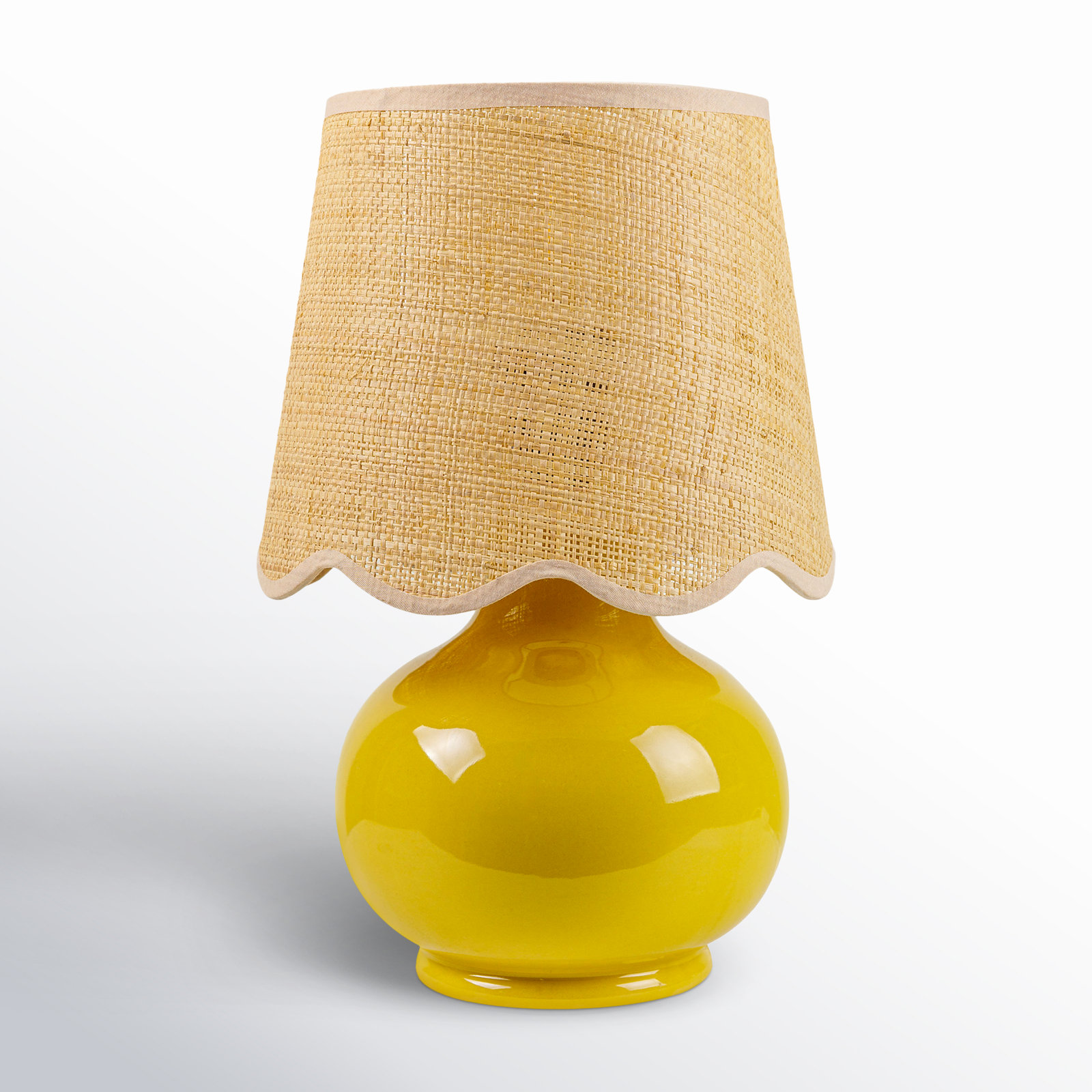Momsen Scallop Shade Lamp, 13"" H x 8"" W x 8"" D, Yellow, Natural