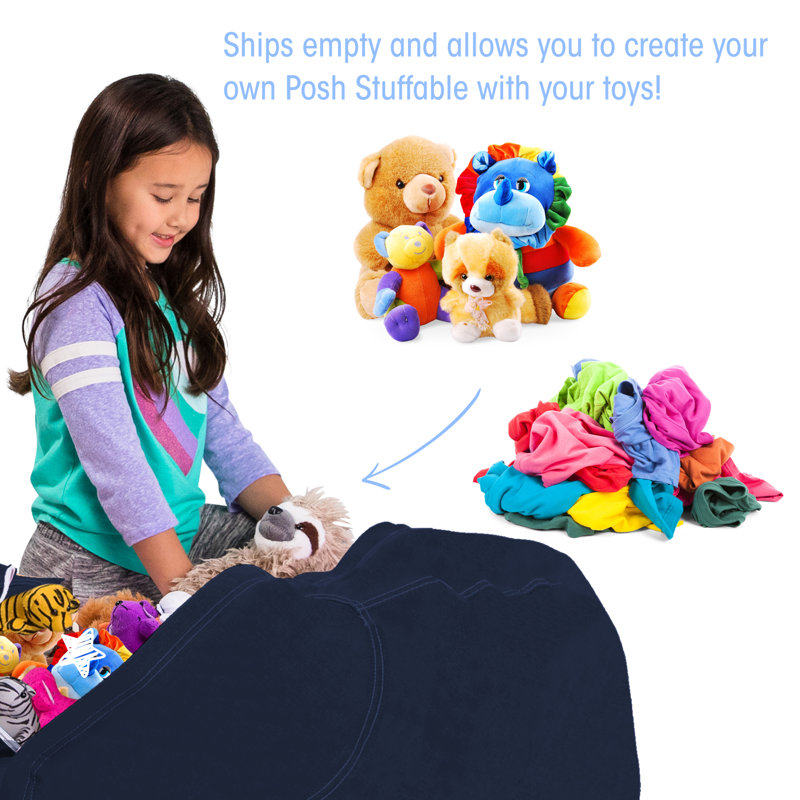Kids Bean Bag Chair Cover - Stuffed Animal Storage & Toy Organizer with Zipper - Plush Storage Kids Bean Bag Cover only for Toddlers and Children's Rooms - Organizes Pillows, Blankets, and Stuffies - Multiple Colors, Sizes, and Fabrics
