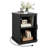 23.6"H Square End Table with Charging Station, Modern Wood Side Table with Sliding Door, Fluted Storage Nightstand for Living Room, Bedroom and Small Spaces-1290156964