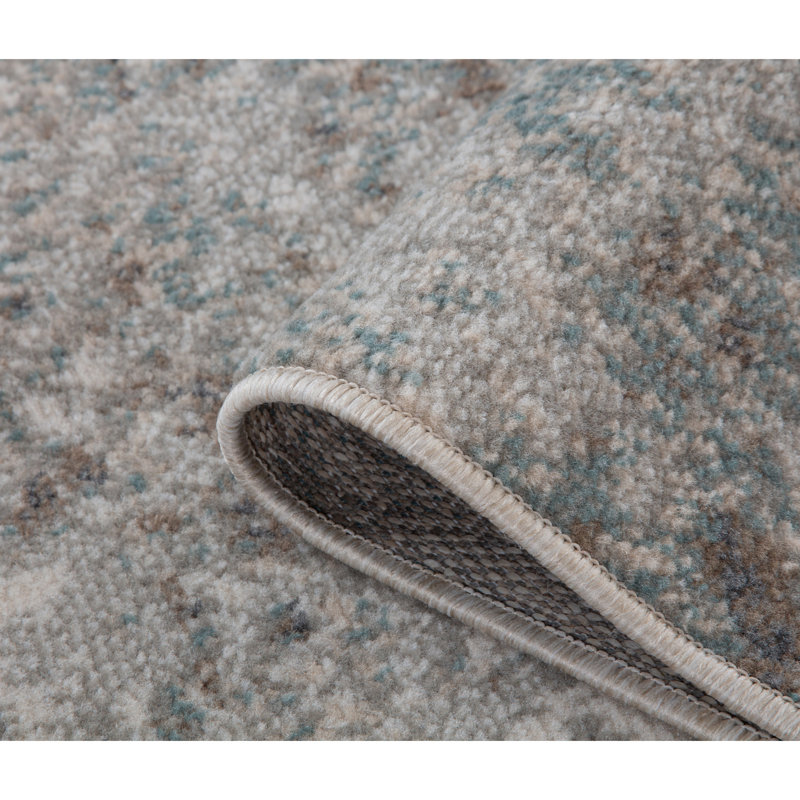 Tapis de couloir bleu / beige Nemohe, Tapis de couloir 2 pi 7 po x 10 pi