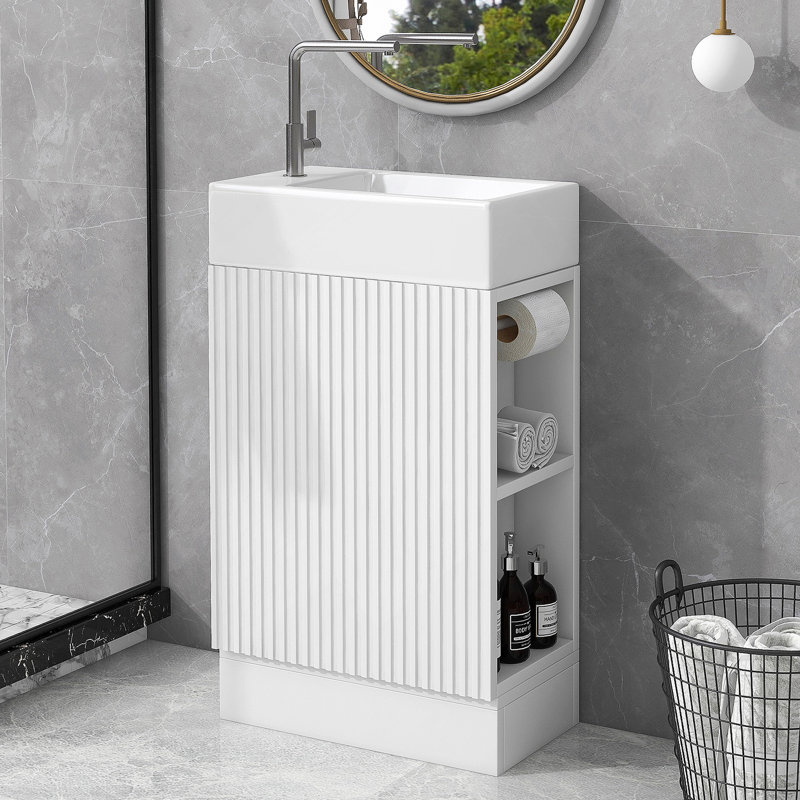 Meuble-lavabo avec lavabo, meuble-lavabo avec tablette réversible à deux niveaux